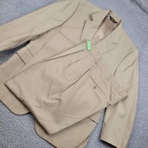 Brooks Brothers Mens Tan 2PC Suit Jacket 42 Short Pants 37S Made‎ UsA